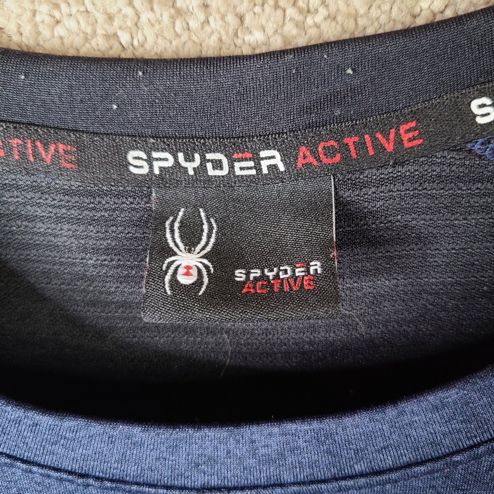 Spyder Active Shirt Mens XL Blue Black ProWeb Long Sleeve Performance Crew Neck - Picture 4 of 9